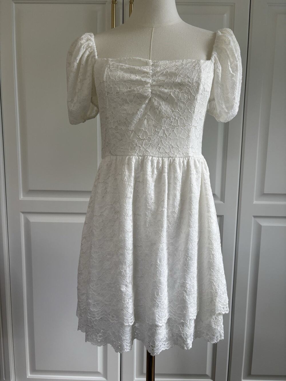 Altar'd State White Lace Floral Fairy Prairie Y2K Square Fit & Flare Dress M